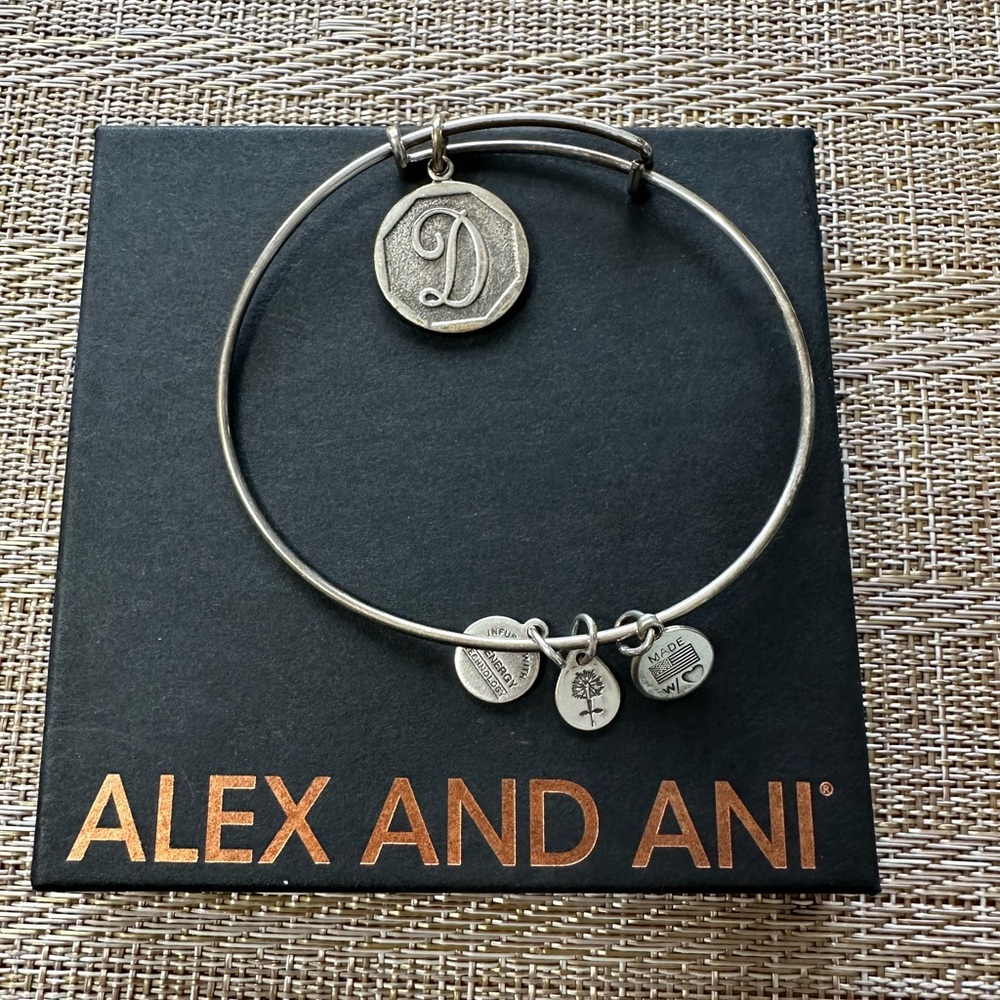 Alex and Ani Silver Charm Bracelet with Initial D